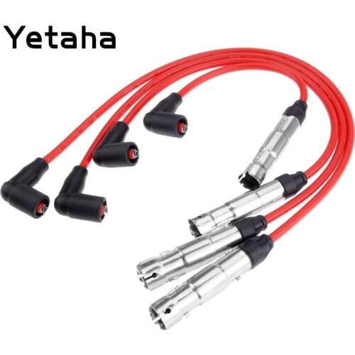 Yetaha 4Pcs 57041 Spark Plug Wires Ignition Cable Set For Volkswagen Beetle Golf For Jetta GL Hatchback 2-Door RC-VWC035