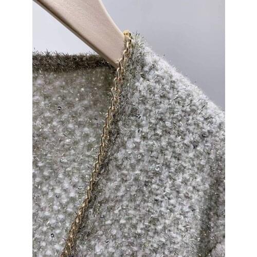 2021 Early Spring New Sweater Single-breasted V-neck Sequined Cardigan Women Cardigan