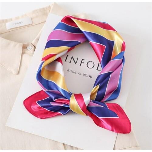 Women Silk Scarf Square Lady Hair Shawl Wraps Print Designer Bag Scarves Neck Foulard Bandana Summer Head Hijab Kerchief 2021