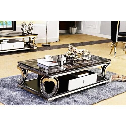 Natural marble Stainless steel Coffee Table Living Room Home Furniture minimalist modern rectangle mesas de centro table basse