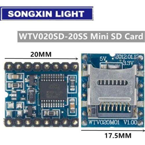 1PCS WTV020 WTV020-SD WTV020SD-20SS Mini SD Card MP3 Sound Module For PIC WTV020-SD-16P
