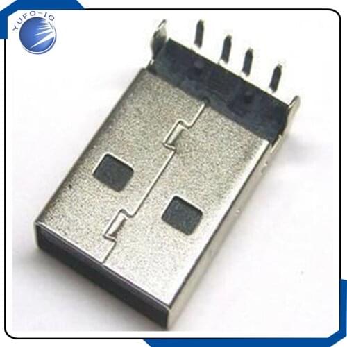 10PCS/LOT Black USB plug male head A USB male head USB bent pin USB plug board