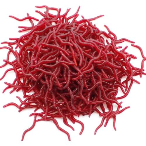 100/200pcs 3.5cm Soft Red Worm Baits Regenworm Earthworm Carp Siliconen Kunstmatige Fishing Lures TacklesAdditief Bass