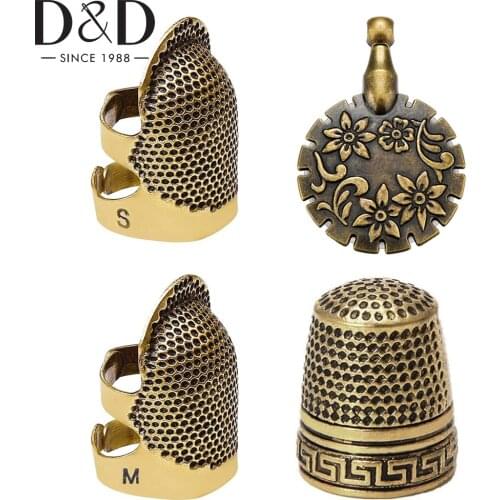 3Pcs Sewing Thimble Metal Adjustable Thimble Finger Protector and Thread Cutter for DIY Crafts Needlework Quilting Sewing Tools