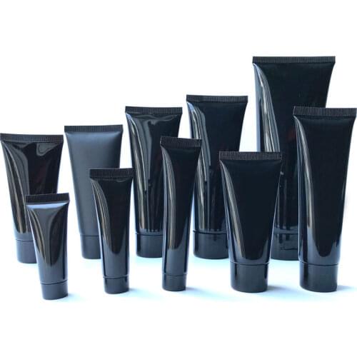 300pcs/lot 10/15/20/30/50/60/80/100/200g/ML Plastic Black Soft Bottle Cosmetic Cream Tube Facial Cleanser Lotion Squeeze Bottles