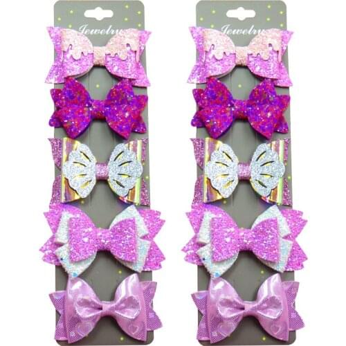 5PCS/Card Lovely Diff Style Purple Ties Bow Creativity Hairpins For Baby Girls Clip Pins Barrette Scrunchy Kids Hair Accessories