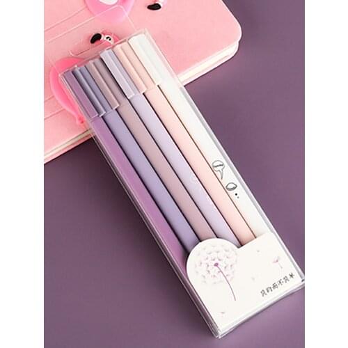 6 packs of purple gradient Morandi ins black fountain pen student water-based pen cute gel pen test signature