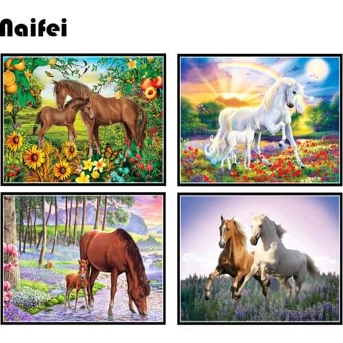 5d diy diamond painting Forest animal horse diamond embroidery cross stitch square/round diamond rhinestone home decoration
