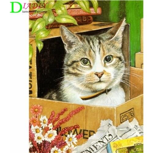 NEW Full Square Diamond Painting Cat 5D Diy Diamond Embroidery Animal Mosaic Picture Of Rhinestone Home Decoration Girl Hobby