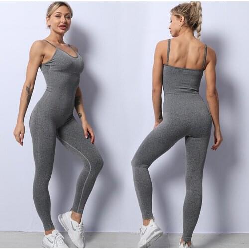 Seamless Jumpsuits Yoga Set Sports Fitness Exercise Strap Sexy Hip-Liftting Jumpsuits Workout Clothes Gym Leggings for Women