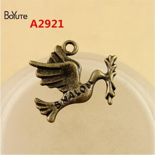 BoYuTe (50 Pieces/Lot) 23*18MM Antique Bronze Plated Alloy Peace Bird Charms Pendant for Jewelry Makings Diy Charms Wholesale