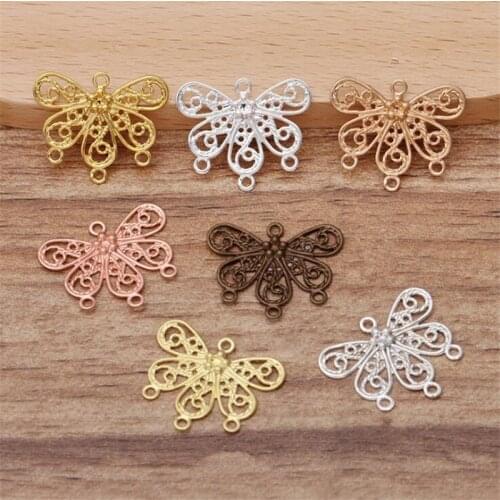 SIXTY TOWFISH 30 Pieces 18*22mm DIY Jewelry Accessories Handmade Materials Charms Brass Flower Filigree Flower Slice