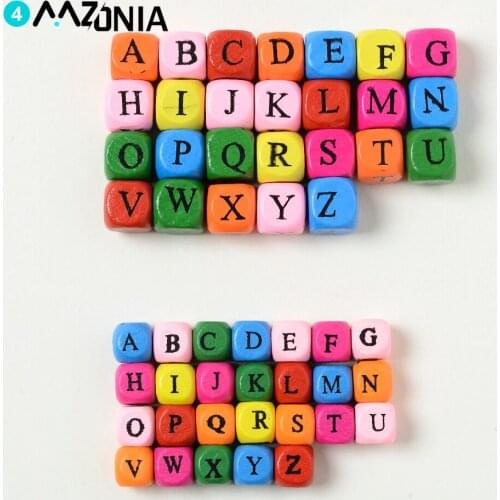 50/100/200pcs/lot Natural Wood Beads Mix Color Square Letter Alphabet Beads For Jewellery Making Supplies Diy Bracelet Necklace
