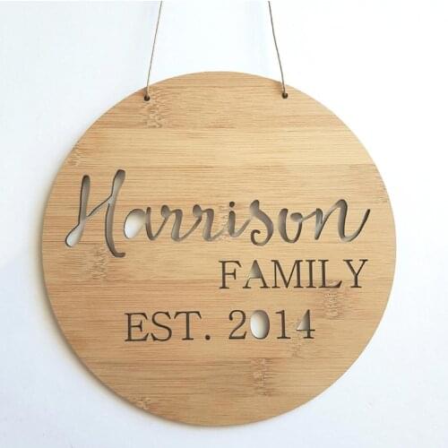Personalised Family Name Wooden Wall Hanging sign custom name wedding new couples laser cut Party Decor