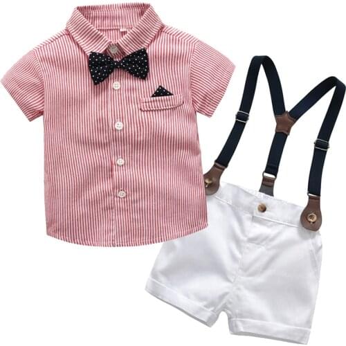 Infant Baby Boys Gentleman Bow Tie T-Shirt Tops+Shorts Overalls Clothes Outfits baby boy clothes 2021 New