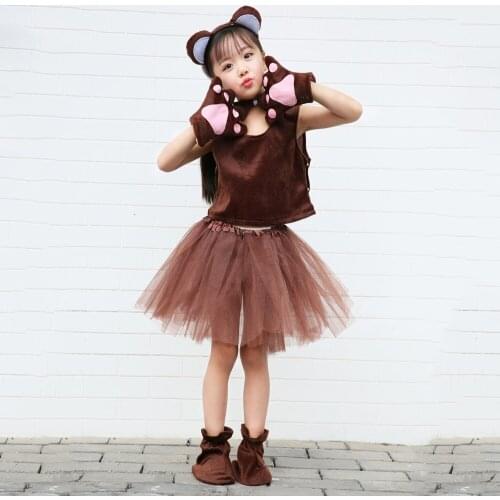 Children Kid Animal Cartoon Monkey Halloween Party Costume Headdress Shoe Cover Gloves Animal Stage Clothing For Boy or Girl