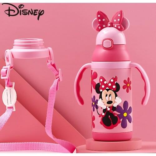 Disney childrens thermos cup with a straw a pair of boys and girls drop proof cute cartoon portable water bottle