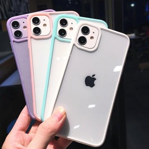 Gimfun Luxury Candy Transparent Phone Case For iPhone 11 12 Mini Pro Max XS Max X XR 7 8 Plus Simple Shockproof Cases Cover