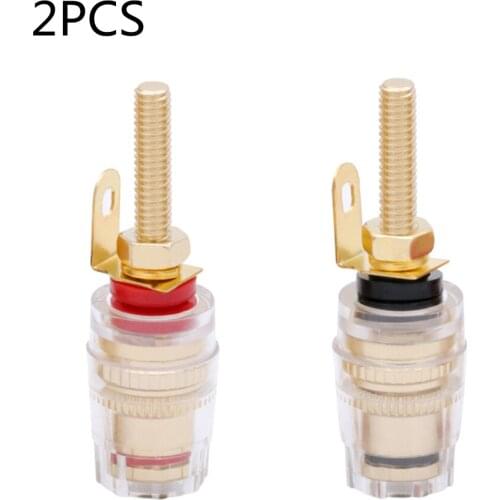 2Pcs Gold-Plated Binding Post Banana Socket Connector 4mm Banana Plug Amplifier Speaker Terminals Non-Magnetic Wire Connector