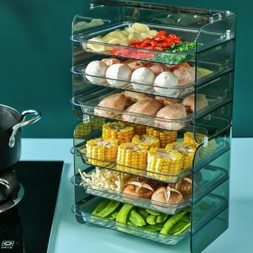 Kitchen Storage Rack 3 Layers Cooking Dishes Stackable Fruit Vegetables Serving Tray Organizer Multi-functional