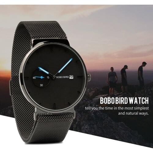 BOBO BIRD Metal Watch Men Women Relogio Feminino Calendar Wristwatch Quartz Movement Customized Logo Gift for Men Husband in Box