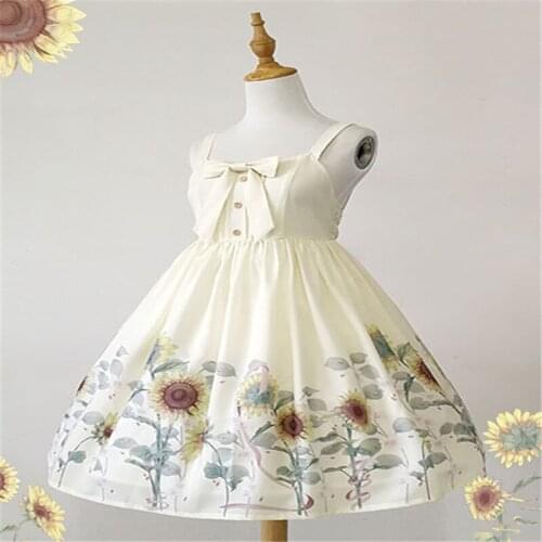 Sweet Lolita JSK Dress Sunflower Print Bow Lolita Dress For Girls