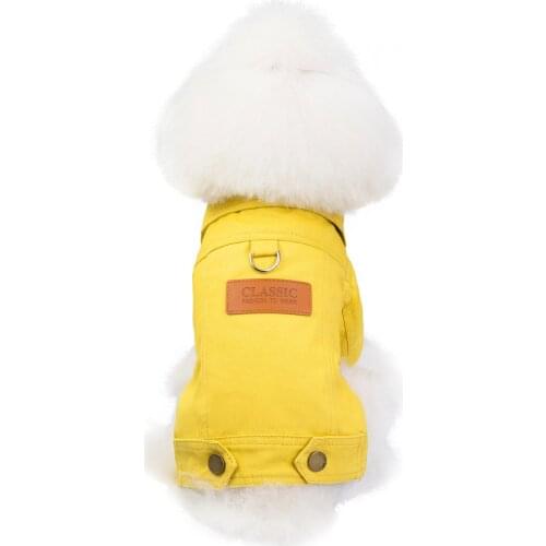 Fashion Classic Yellow Dog Coat Jacket Lapel Button Decoration Pet Puppy Clothes Dla Psa Suministros De Perro Ropa Para Disfraz