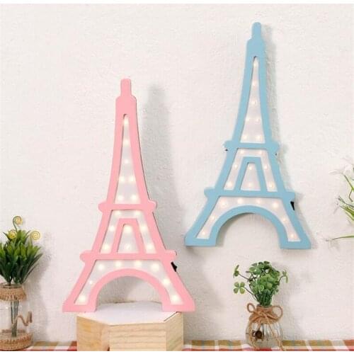Ins Wood Eiffel Tower Night Light Warm White wooden Decorative Lighting Childs Bedroom Wall Lamp Decaration Holiday Lighting