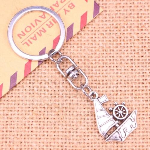 New Fashion Keychain 28*22 mm ship boat Pendants DIY Men Jewelry Car Key Chain Ring Holder Souvenir For Gift