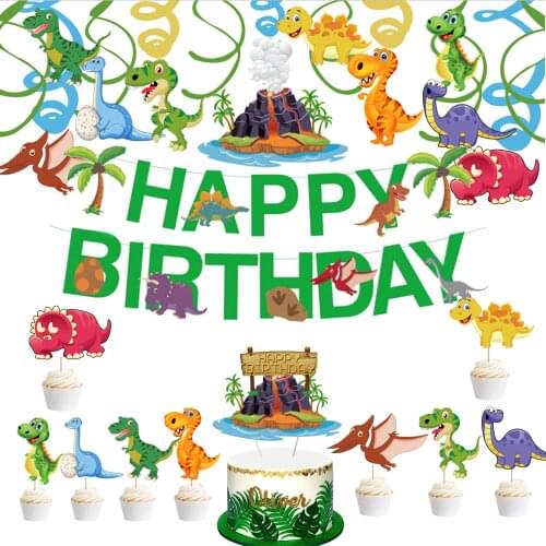 Disposable Dinosaur Party Tableware Sets Kids Happy Birthday Dinnerware Decoration Cup Plate Napkin Tablecloth Banner Supplies