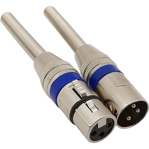 2Pcs with Long Tail Spring 3 Pin XLR Male Plug & Female Jack Socket Audio Microphone Mixer KTV Adapter XLR Audio Cable Connector