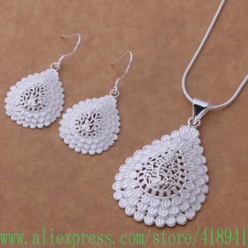 Silver Plated Jewelry Sets Earring 418 + Necklace 202 /ehvamzca bixakaea AS305