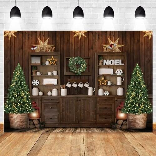 Merry Christmas Backdrop Wooden House Room Interior Baby Portrait Photography Background Photo Shoot Photophone Photozone Prop