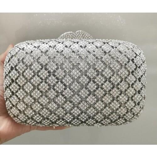 Silver Diamond Evening Clutch Bag Glitter Purse New Fashion Women White Crystal Phone Clutches Shoulder Handbags Mini Minaudiere