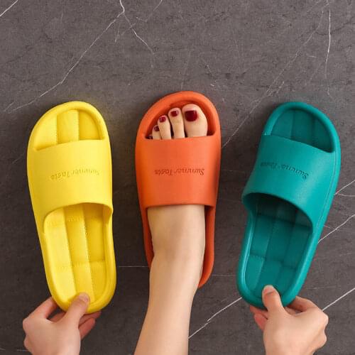 Women Summer New Slippers Bathroom Slipper Couple Sandals Fashion Couples Home Slippers Non-slip Floor Flip Flop Plus Size 36-45