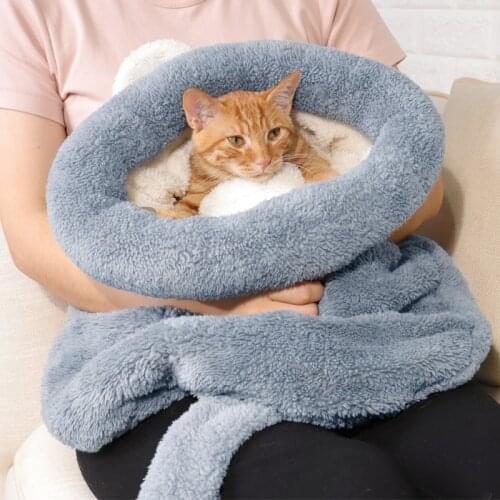 Pet Cat Puppy Sleeping Bag Fleece Soft Warm Kitten Nest Kennel Bed Cave House Small Dog Mat Tent Winter Warm Cozy Pet Bed Supply