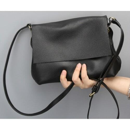 Ladies Crossbody Messenger Bag Female Black Genuine Leather Simple Shoulder Bags for Women Designer Luxury Handbag Personality