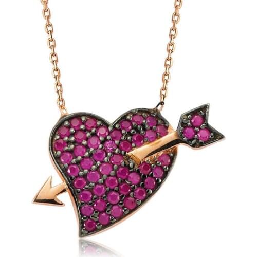 Tevuli 925 Sterling Silver Pink Love Read Lady Necklace