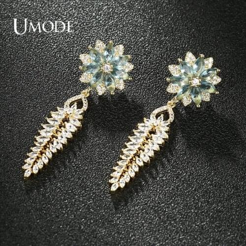 UMODE Newest CZ Zirconia Crystal Flowers Drop Earrings for Elegant Women Bridal Wedding Jewelry Party Earring Gift UE0721