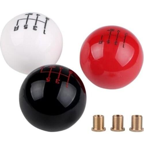 Universal 6 Speed Car Gear Shift Knob White Round Ball Resin Gear Stick Shift Lever Knobs Shifter