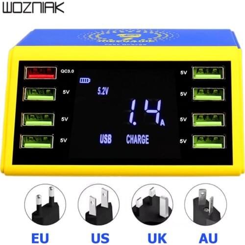 MECHANIC LCD Digital Display Fast Charger 8 Port USB Charging Dock QC 3.0 with 10W Wireless Charger For iPhone repair