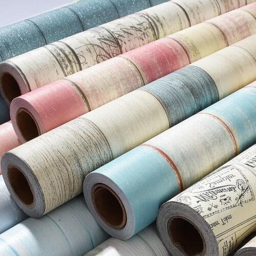 Wood Pattern Waterproof Self-Adhesive Wallpaper Vinyl Contact Paper Wall Stickers For Bedroom Wardrobe Furniture Home Restore