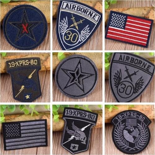 Military Patch Embroidered Patches for Clothing Iron on Clothes U S Army Motif Rank Airborne Applique Stripes Badge Armbands Diy