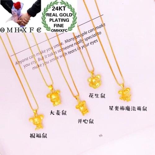 OMHXFC Jewelry Wholesale YM230 European Fashion Hot Fine Woman Man Party Birthday Wedding Gift Cute Rat 24KT Gold Pendant Charm
