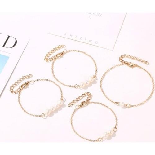 1 Pc Womens Simple Classic Pearl Bracelet Sweet Versatile Word Curved Needle Freshwater Pearl Bracelet For Female Jewelry Gift