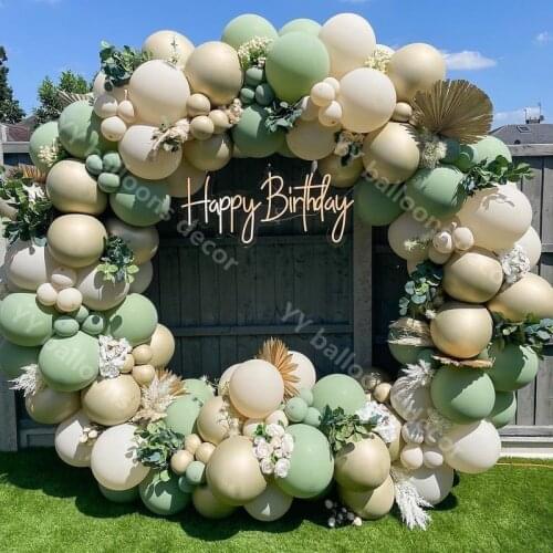 160pcs Balloon Garland Arch Kit Wedding Decoration Sage Green Gold Latex White Balloon Arch Birthday Party Baby Shower Decor