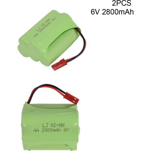 2PCS 6v 2800mah NIMH Battery 6v Ni-MH battery group for RC toy Car Boat GUN TANK Truck Trains RC toy model Battery JST plug