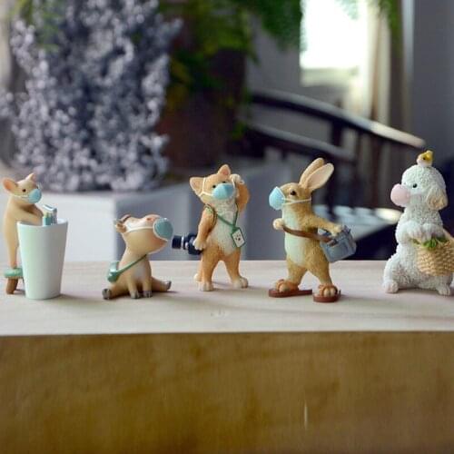 2021 Funny Inspirational Mask Pig/Frog Ornaments Creative Rabbit Piglet Doll Home Simulation Miniature Figurine Decoration Gifts