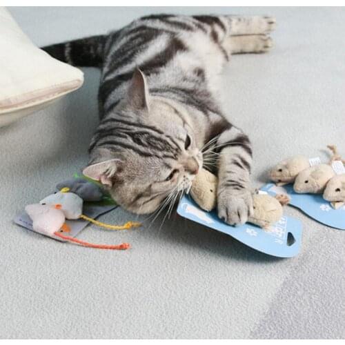 3Pcs Funny Puzzle Pet Cat Kitten Playing Plush Simulation Rat Mouse Scratch Bite Chewing Toy Cats Play Toys Accessories Supplies