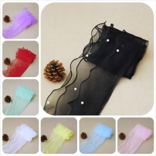 3 Yard / Lot 10 Colors Organza Ruffle Gauze Lace Trim Diy Clothes Accessories Wedding Dress Decoration Skirt Fabric 13cm Wide